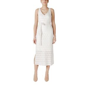 Vila Clothes Beige Recycled Polyester Midi Women's Dress